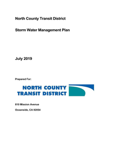North County Transit District Storm Water Management Plan July 2019