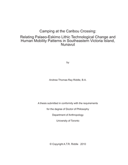 Relating Palaeo-Eskimo Lithic Technological Change and Human Mobility Patterns in Southeastern Victoria Island, Nunavut