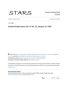 Central Florida Future, Vol. 21 No. 35, January 19, 1989