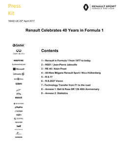 Renault Celebrates 40 Years in Formula 1