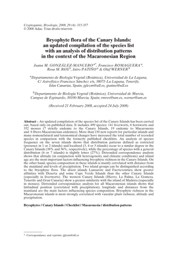 Bryophyte Flora of the Canary Islands: an Updated Compilation of the Species List with an Analysis of Distribution Patterns in the Context of the Macaronesian Region