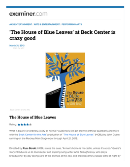 'The House of Blue Leaves' at Beck Center Is Crazy Good
