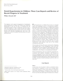 Portal Hypertension in Children: Three Case Reports and Review of Recent Progress in Treatment