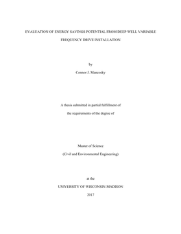 Evaluation of Energy Savings Potential from Deep Well Variable