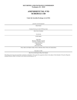 Amendment No. 9 to Schedule 13D