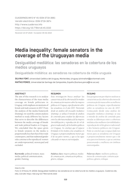Desigualdad Mediática: Las Senadoras En La Cobertura De Los Medios Uruguayos Desigualdade Midiática: As Senadoras Na Cobertura Da Mídia Uruguaia