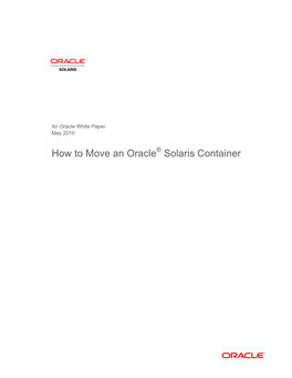 How to Move an Oracle® Solaris Container