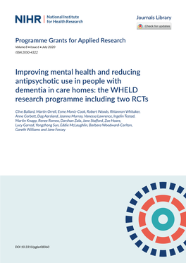 The WHELD Research Programme Including Two Rcts