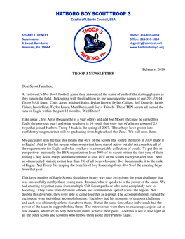 February, 2014 TROOP 3 NEWSLETTER