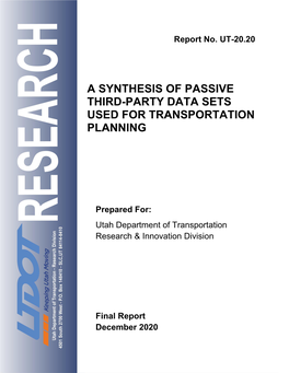 A Synthesis of Passive Third-Party Data Sets Used for Transportation Planning