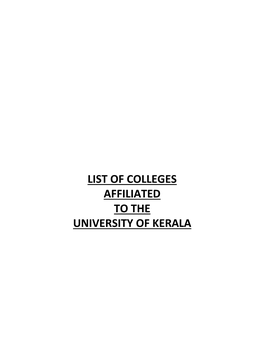 List of Colleges Affiliated to the University of Kerala