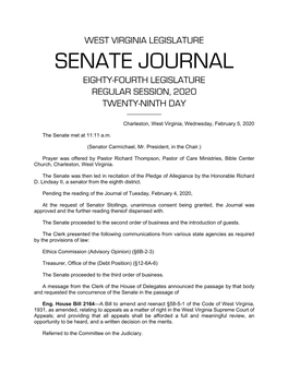 Senate Journal Eighty-Fourth Legislature Regular Session, 2020