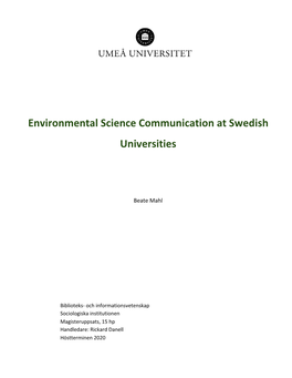 Environmental Science Communication at Swedish Universities