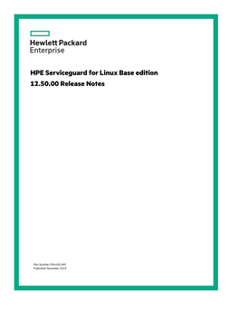 HPE Serviceguard for Linux Base Edition 12.50.00 Release Notes