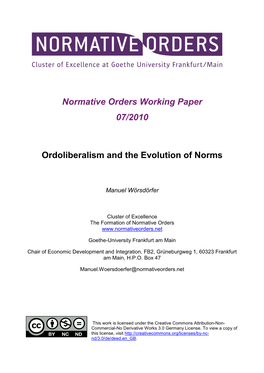 Ordoliberalism and the Evolution of Norms