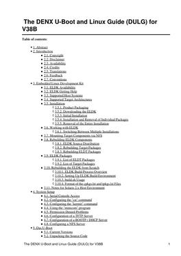 The DENX U-Boot and Linux Guide (DULG) for V38B