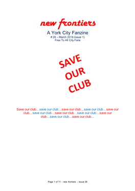 New Frontiers a York City Fanzine # 28 – March 2018 (Issue 1) Free to All City Fans
