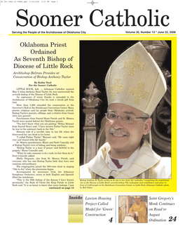 SC for June 22 FINAL.Qxd 6/30/2008 2:20 PM Page 1 Sooner Catholic Serving the People of the Archdiocese of Oklahoma City Volume 35, Number 13 * June 22, 2008