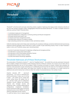 Thresholdtm a BEST-PRACTICE REFERENCE ARCHITECTURE for OPEN CAMPUS NETWORKS