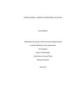 Child Labor: a Critical Discourse Analysis