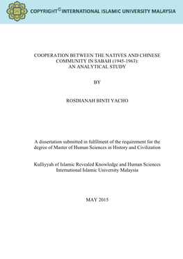 Cooperation Between the Natives and Chinese Community in Sabah (1945-1963): an Analytical Study