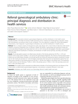 Referral Gynecological Ambulatory Clinic: Principal Diagnosis And