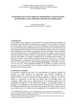 Los Hombres Gays En Los Campos De Concentración Y Sus Proyecciones En La Literatura Y Otros Materiales Culturales De Temática Queer