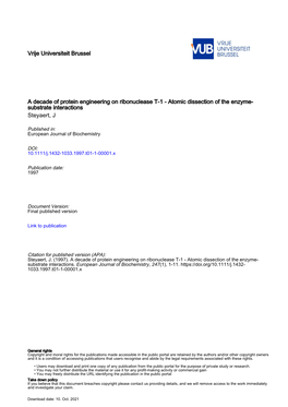 A Decade of Protein Engineering on Ribonuclease T1