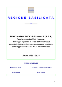 Piano Antincendio Regionale 2021-2023