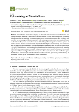 Epidemiology of Mesothelioma