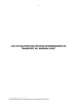 Les Utilisations Des Moyens Intermediaires De Transport Au Burkina Faso1