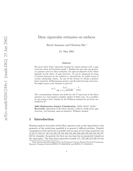 Arxiv:Math/0201249V1 [Math.DG] 25 Jan 2002