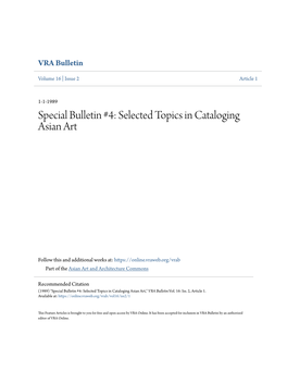 Selected Topics in Cataloging Asian Art