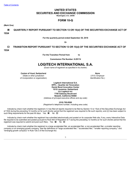 LOGITECH INTERNATIONAL S.A. (Exact Name of Registrant As Specified in Its Charter)