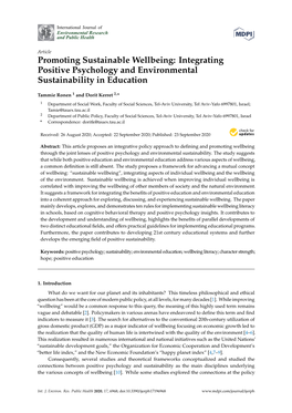 Promoting Sustainable Wellbeing: Integrating Positive Psychology and Environmental Sustainability in Education