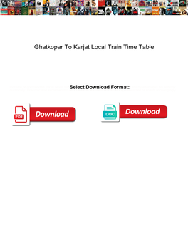 Ghatkopar to Karjat Local Train Time Table