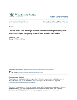 Masculine Responsibility and the Economy of Sympathy in Anti-Tom Novels, 1852-1854