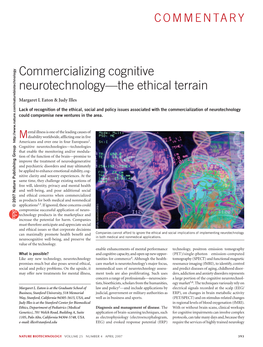 Commercializing Cognitive Neurotechnology—The Ethical Terrain