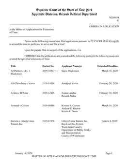 Mtr of Applications for Extensions of Time