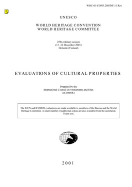 Evaluations of Cultural Properties 2001