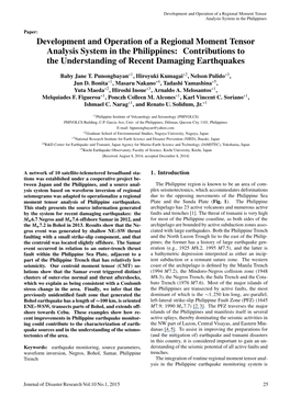 Development and Operation of a Regional Moment Tensor Analysis System in the Philippines