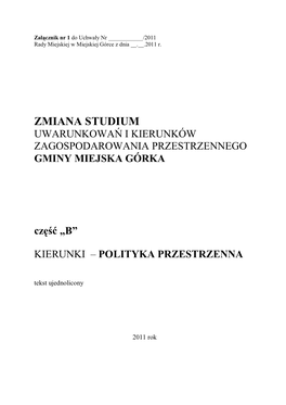 Zmiana Studium Uwarunkowaē I Kierunków Zagospodarowania Przestrzennego Gminy Miejska Górka