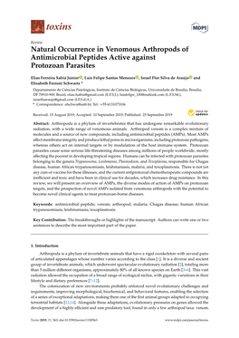 Natural Occurrence in Venomous Arthropods of Antimicrobial Peptides Active Against Protozoan Parasites