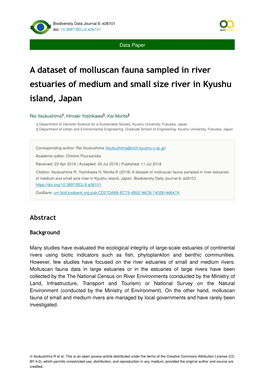 A Dataset of Molluscan Fauna Sampled in River Estuaries of Medium and Small Size River in Kyushu Island, Japan