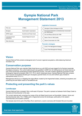 Gympie National Park Management Statement 2013