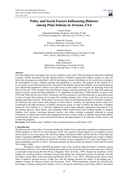 Policy and Social Factors Influencing Diabetes Among Pima Indians in Arizona, USA