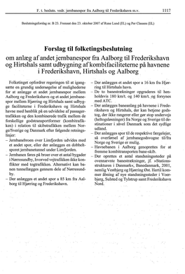 F. T. Beslutn. Vedr. Jernbanespor Fra Aalborg Til Frederikshavn M.V. 1117