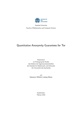 Quantitative Anonymity Guarantees for Tor