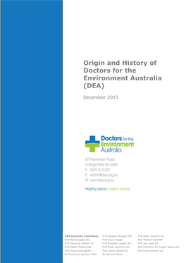 Origin and History of Doctors for the Environment Australia (DEA)