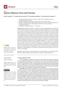 Equine Influenza Virus and Vaccines